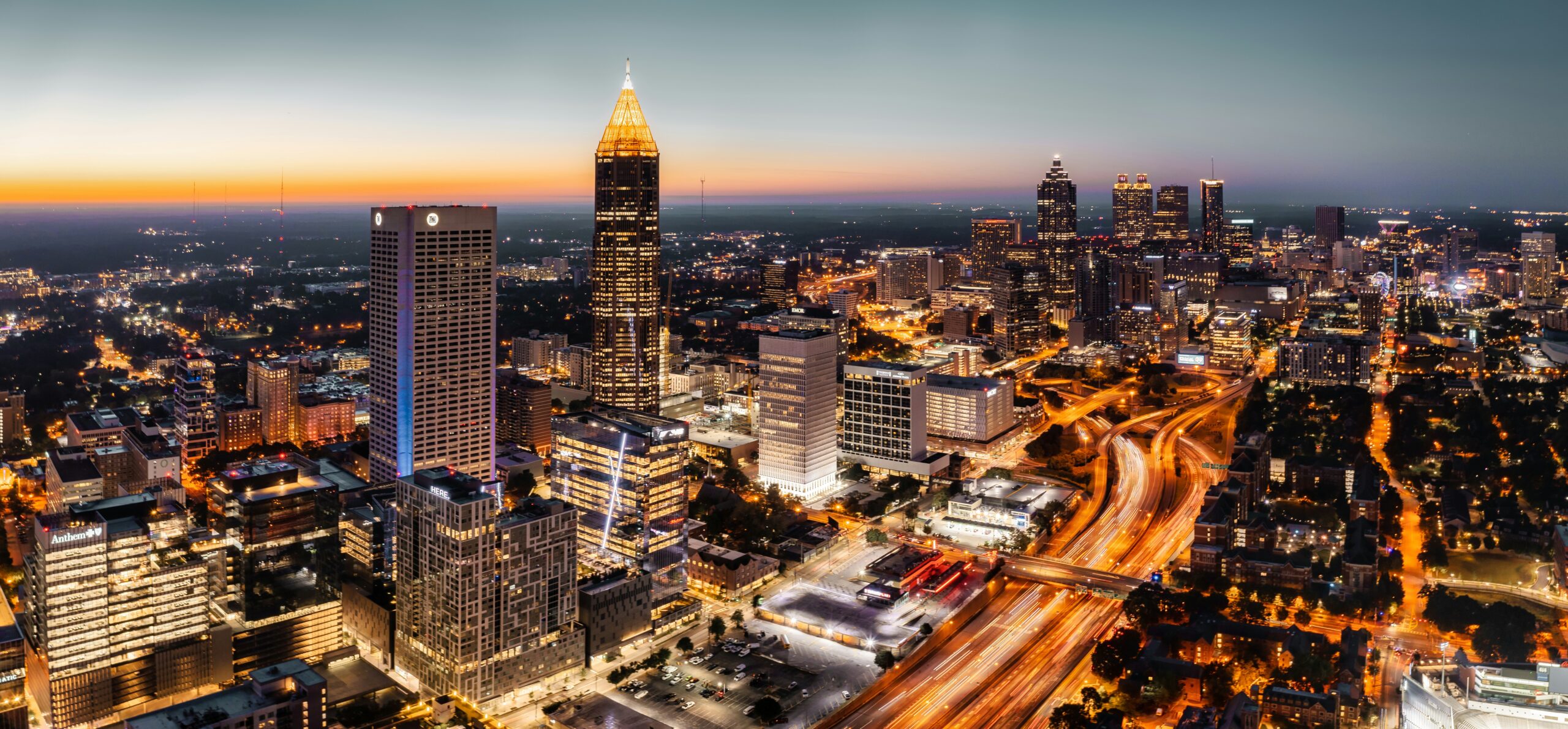 Atlanta city lights at night